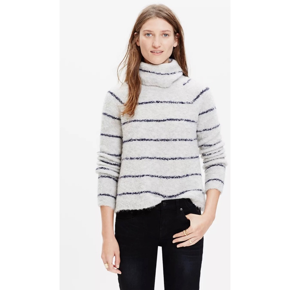 Madewell Gray Roundtrip Turtleneck Sweater Stripe - Picture 12 of 13